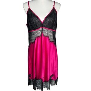 INC International Concepts Hot Pink & Black Lace Chemise